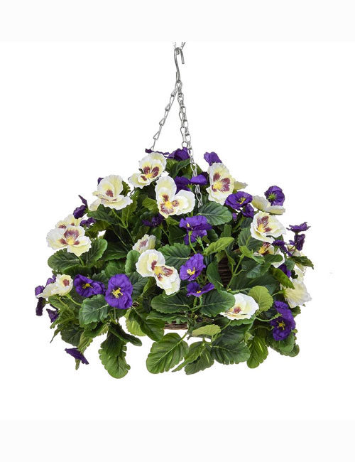 Hanging Basket Purple White